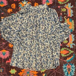 H&M Blue and White Floral Blouse